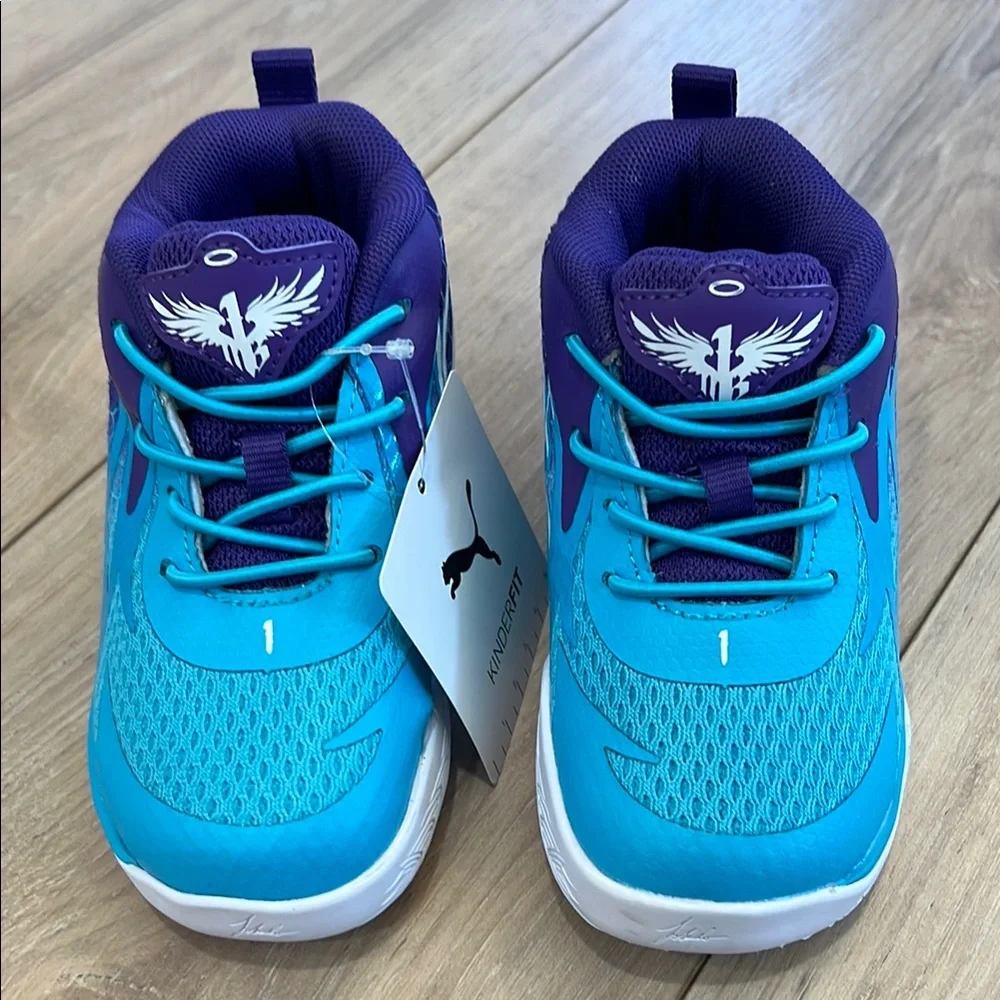 New Puma Unisex Kids' Blue and Purple Basketball Sneakers